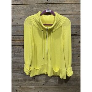 American Eagle Outfitters Women's Yellow‎ Knit Sweater Pockets Size XL Full Zip